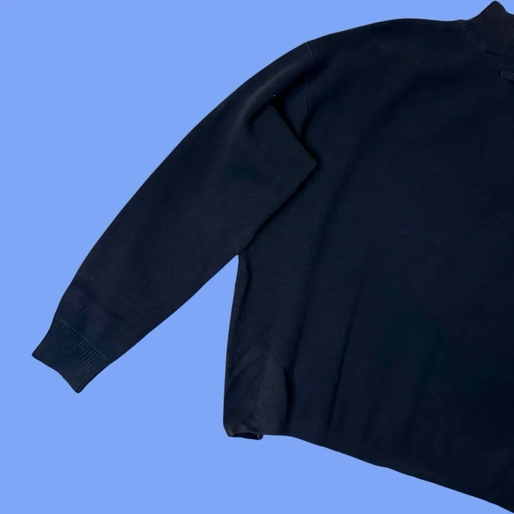 Oscar de la Renta Men's Black Cotton Blend Quarter Zip Collared Sweater Sz XXL